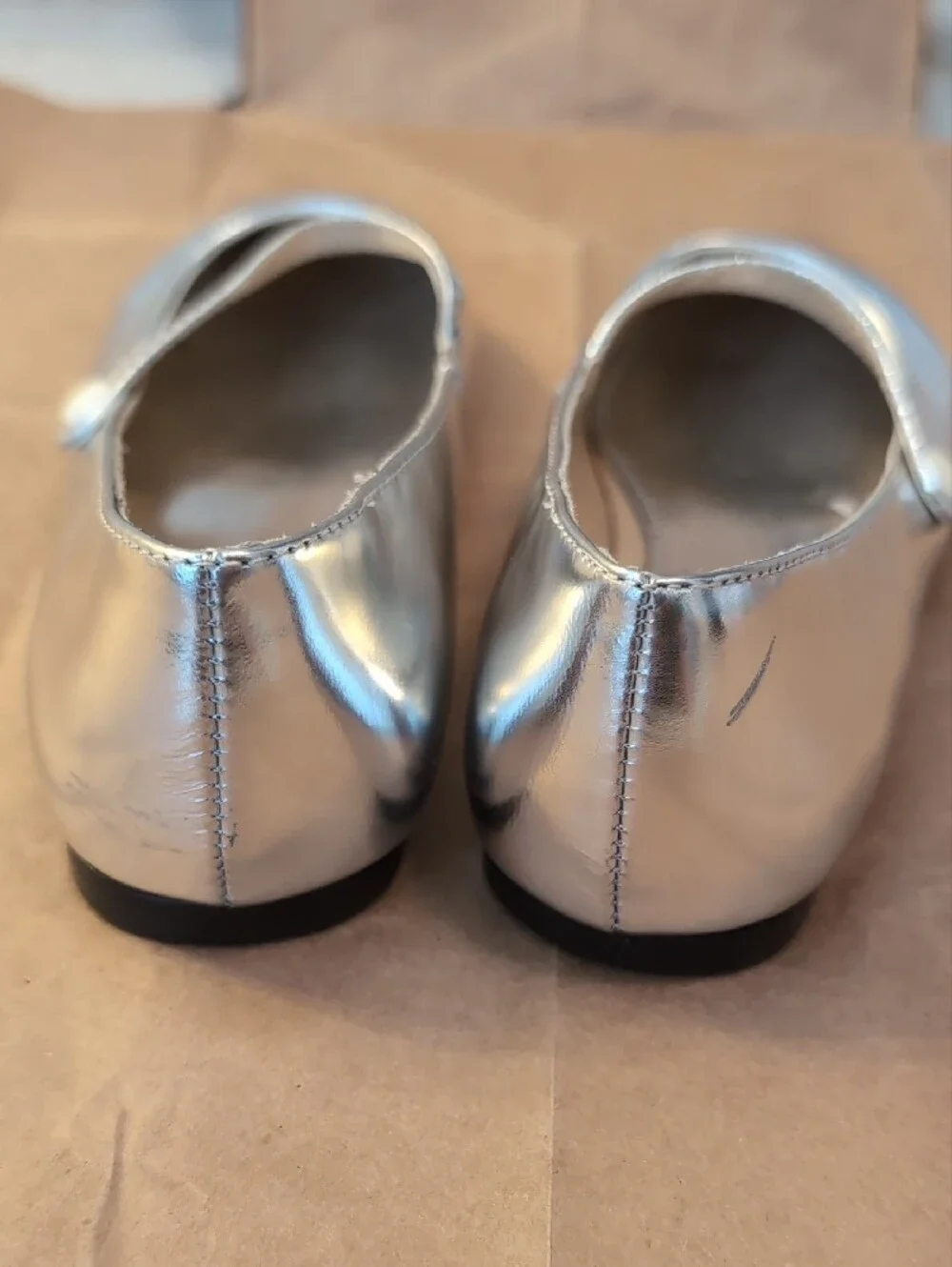 Ralph Lauren Girls' Metallic Silver Mary Jane Flats